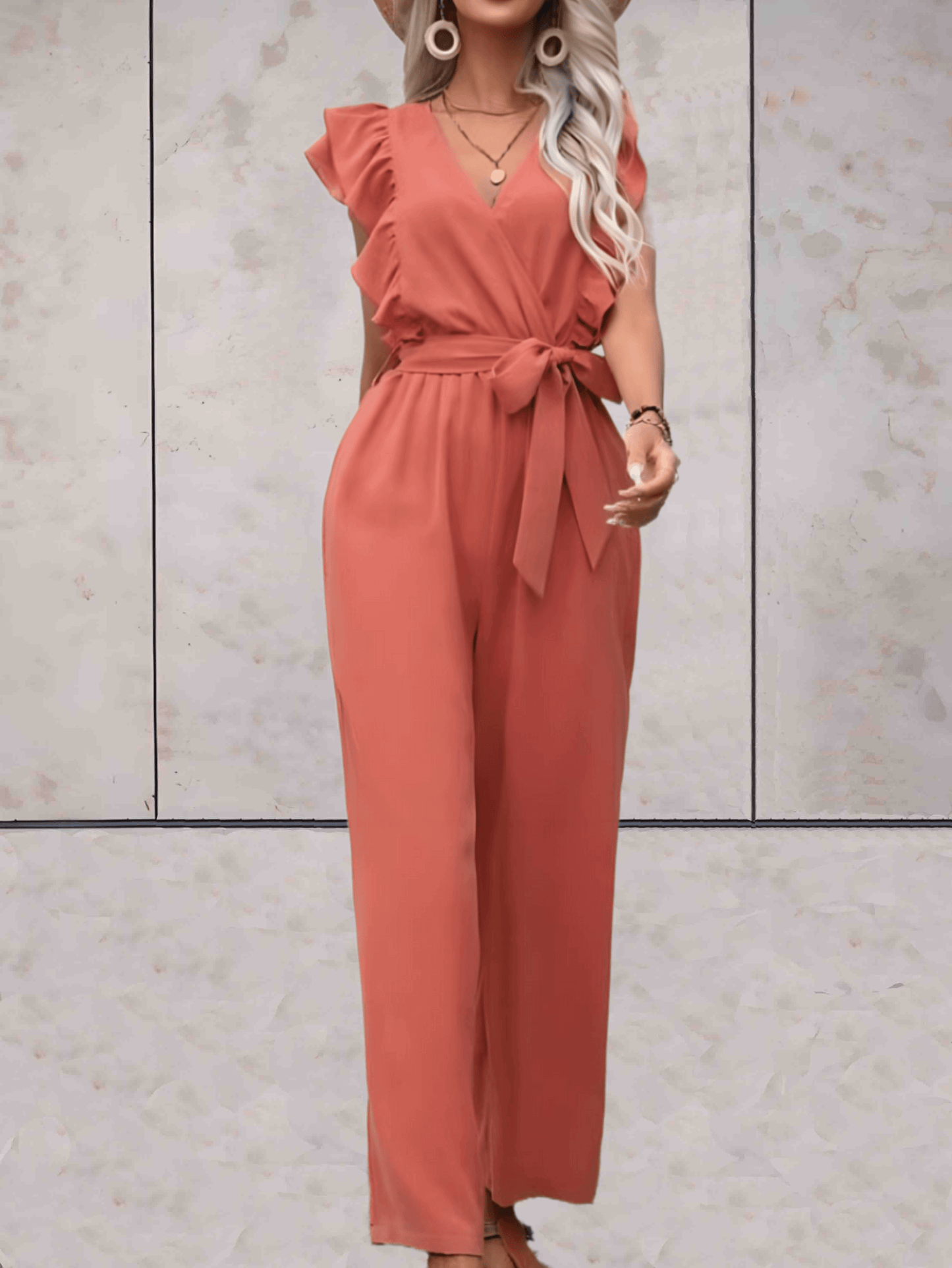Chic Flare Sleeve V-Neck Romper