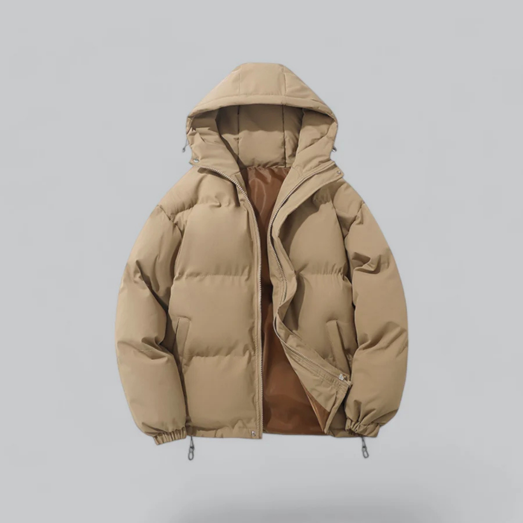 Warm Waterproof Mens Puffer Coat with Hood and Zip