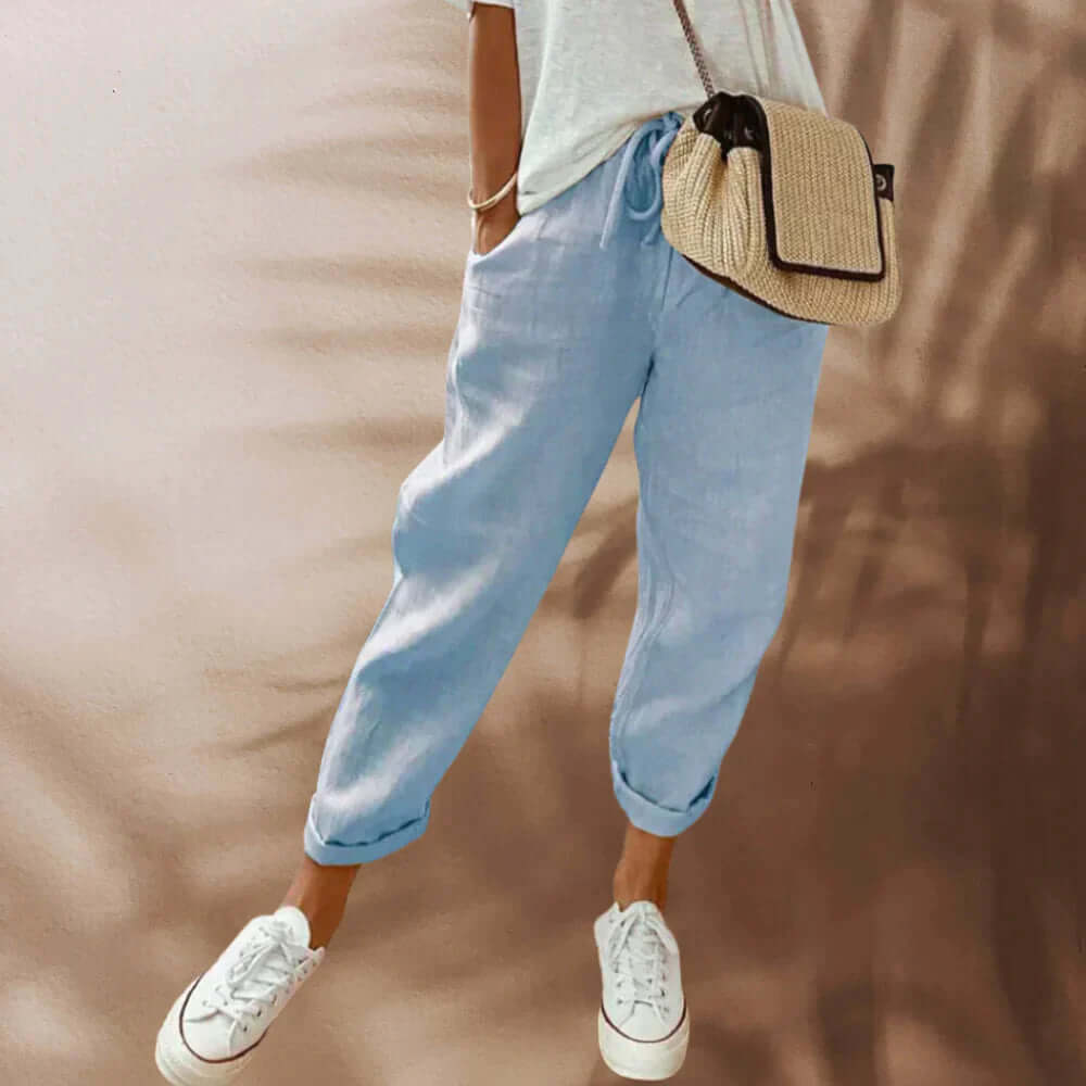 Ladies Slim Fit Pants with Waist Tie