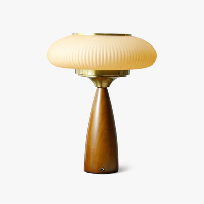 Small Glass Desk Lamp with Wood Base