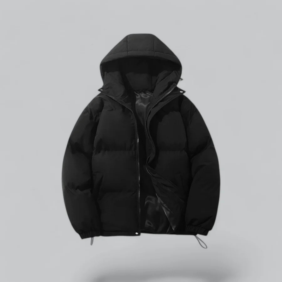 Warm Waterproof Mens Puffer Coat with Hood and Zip - Luxivelle
