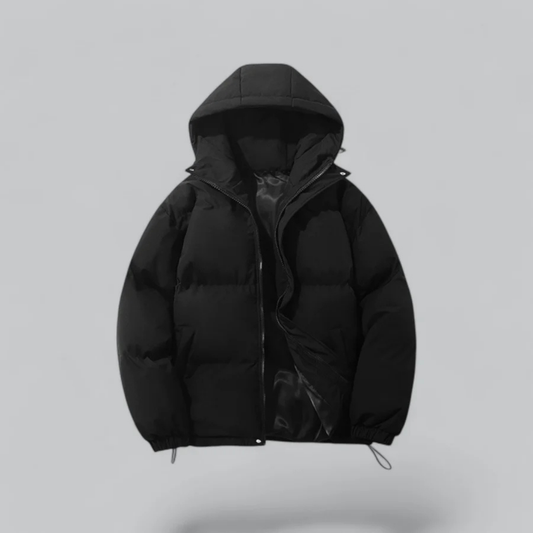 Warm Waterproof Mens Puffer Coat with Hood and Zip - Luxivelle