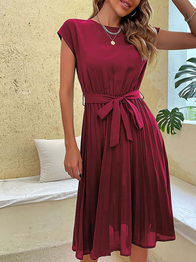Floral Waist Tie Midi Dress for Women