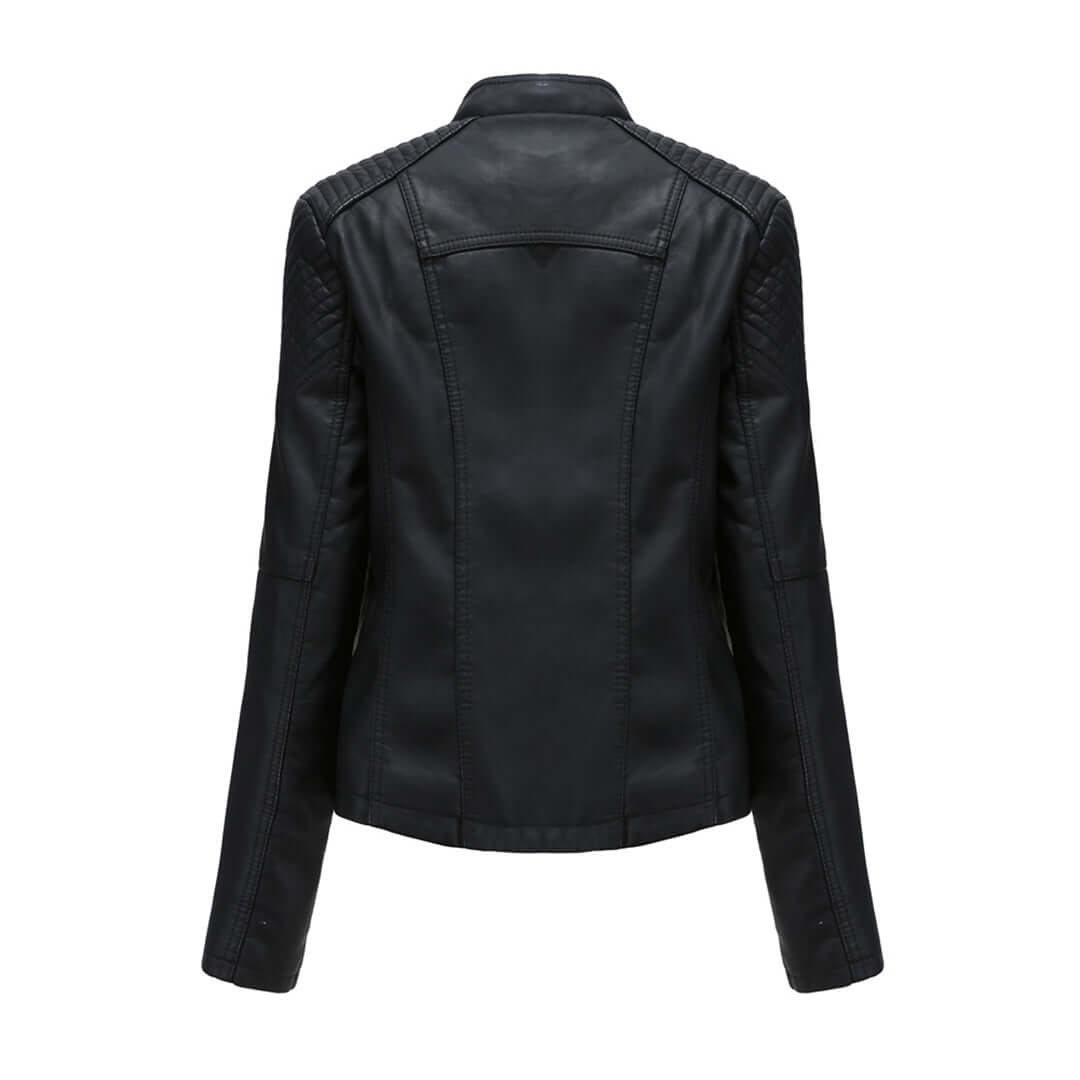 Ladies Vegan Leather Motorcycle Jacket