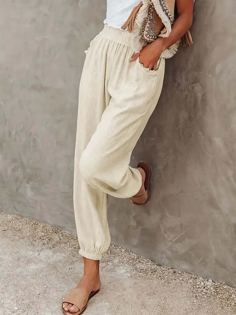 Comfortable Women's Drawstring Hemp Pants