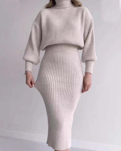 Textured Knit Sweater Dress - Chic - Luxivelle