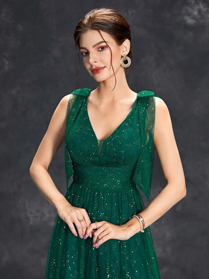 Sparkly High Neck Strapless Formal Maxi Dress