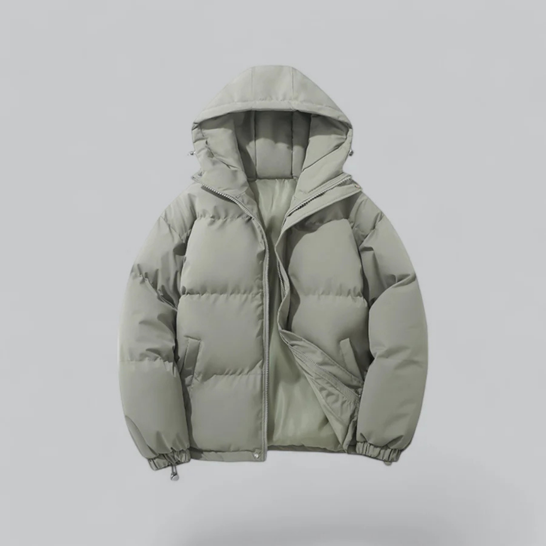 Warm Waterproof Mens Puffer Coat with Hood and Zip
