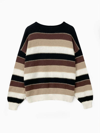 Fashionable Horizontal Knit Women's Sweater