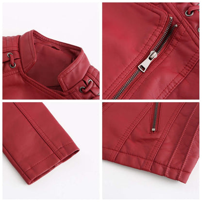 Ladies Vegan Leather Motorcycle Jacket