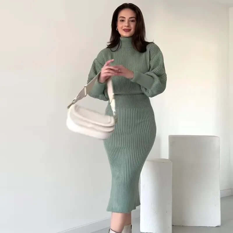 Textured Knit Sweater Dress - Chic