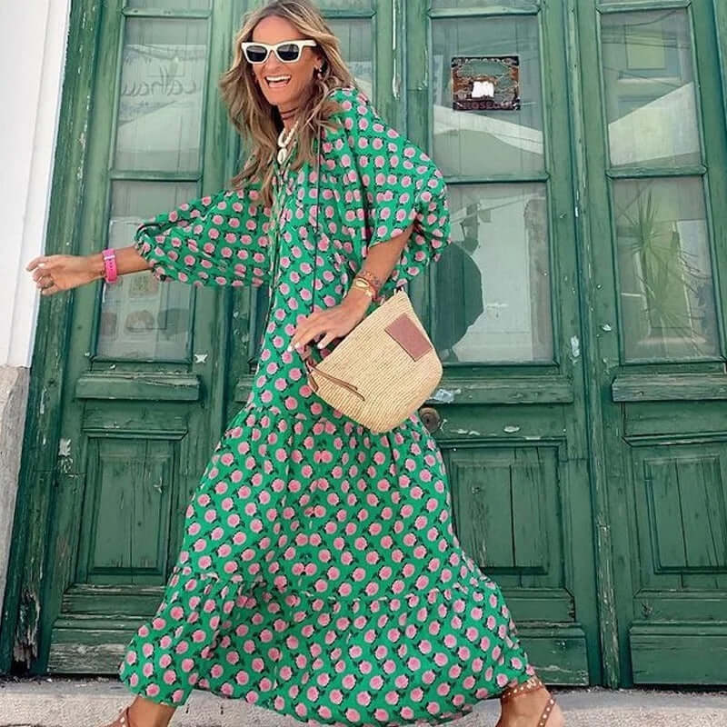 Colorful Patterned Casual Summer Dress - Luxivelle