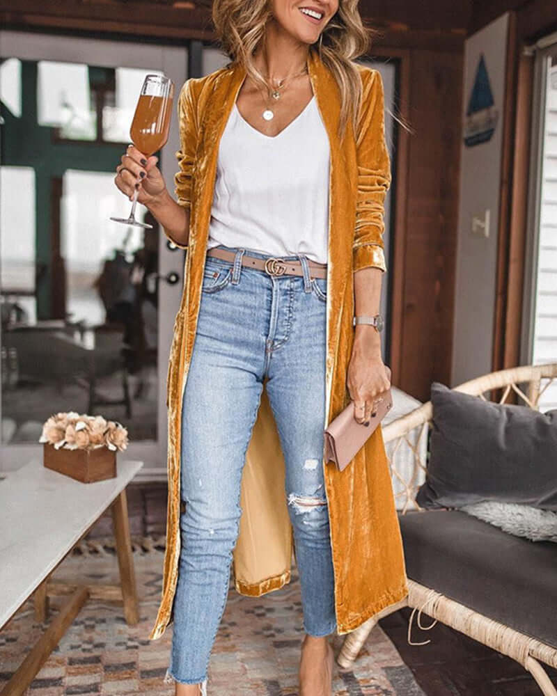 Soft Women's Oversized Velvet Kimono Cardigan - Luxivelle