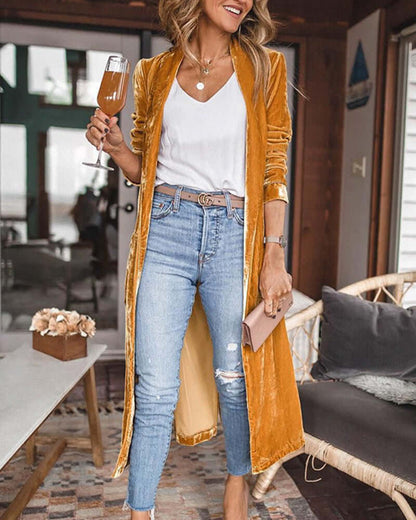 Soft Women's Oversized Velvet Kimono Cardigan - Luxivelle