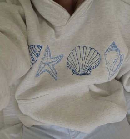 Beachy Coastal Hooded Sweatshirt - Luxivelle
