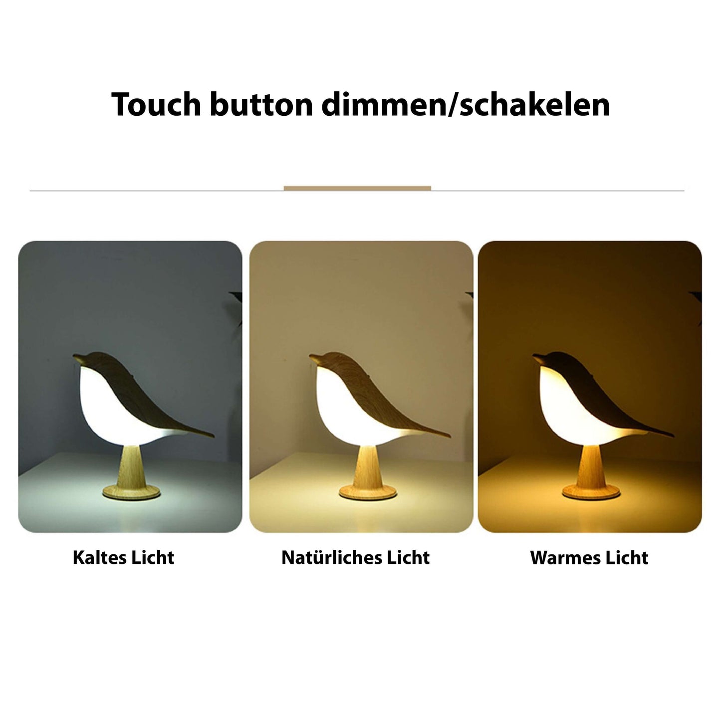 Colorful Bird Table Lamp with Bright LED Lighting