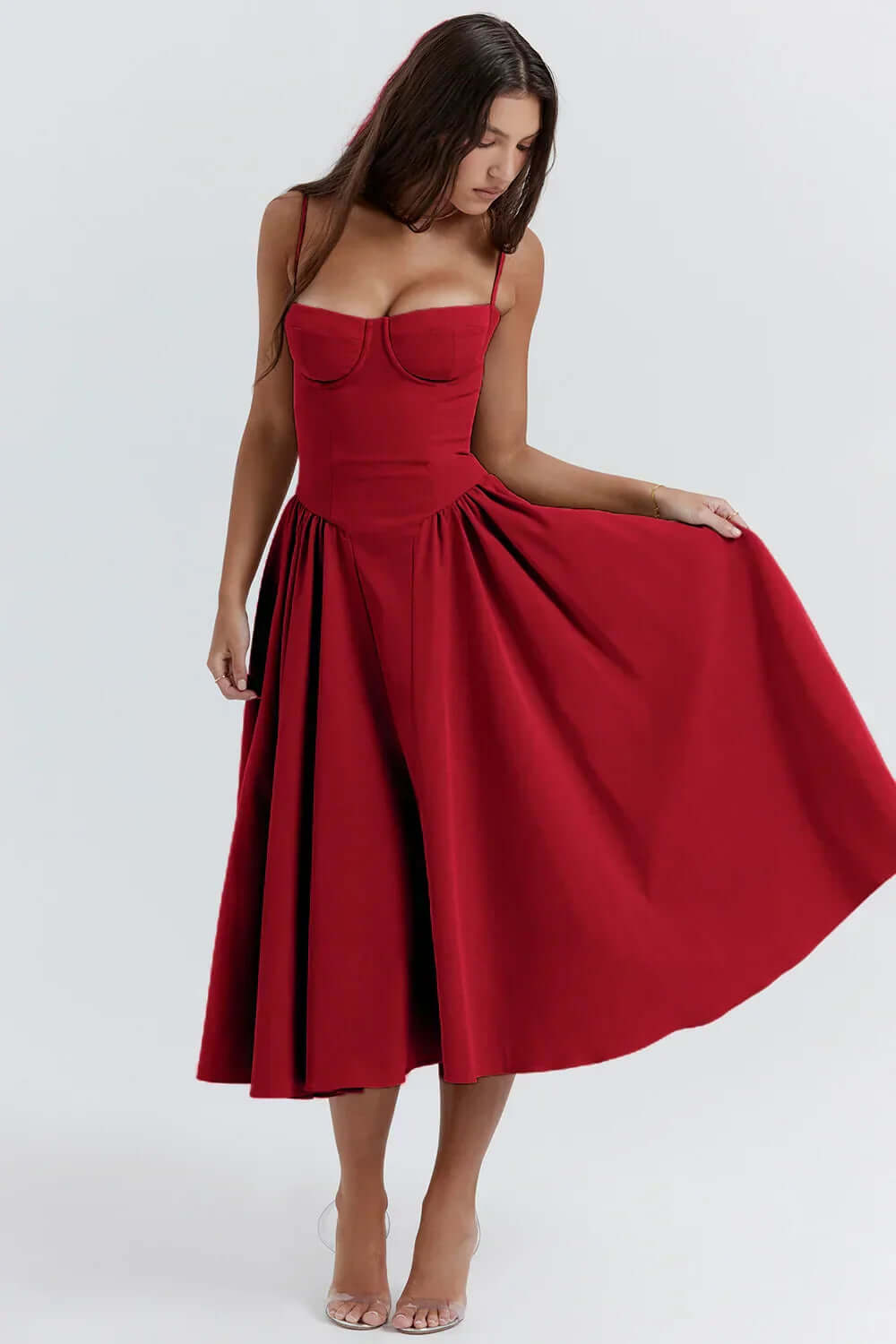Feminine Strapless Bodycon Mid Length Dress