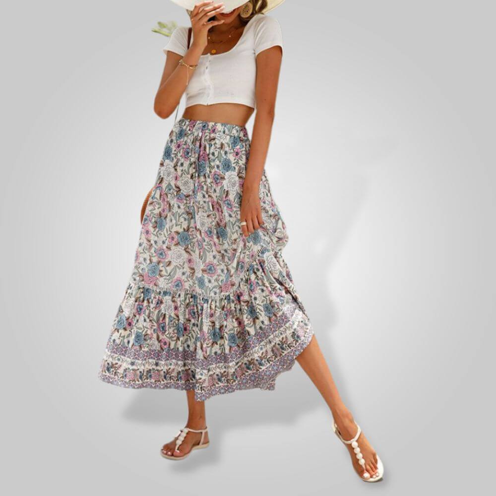 Flowy Floral Long Skirt for Women