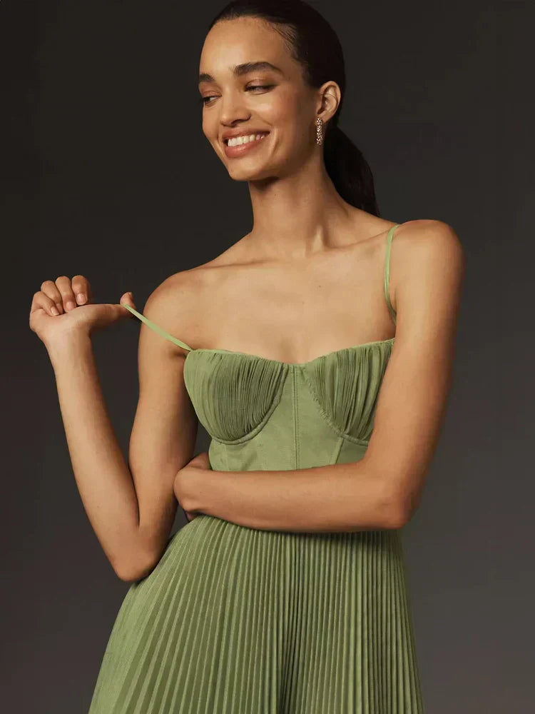 Flared Ruffle Waist Midi Dress for Ladies