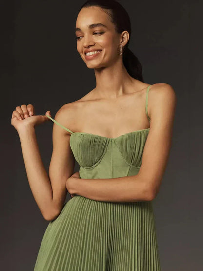 Flared Ruffle Waist Midi Dress for Ladies