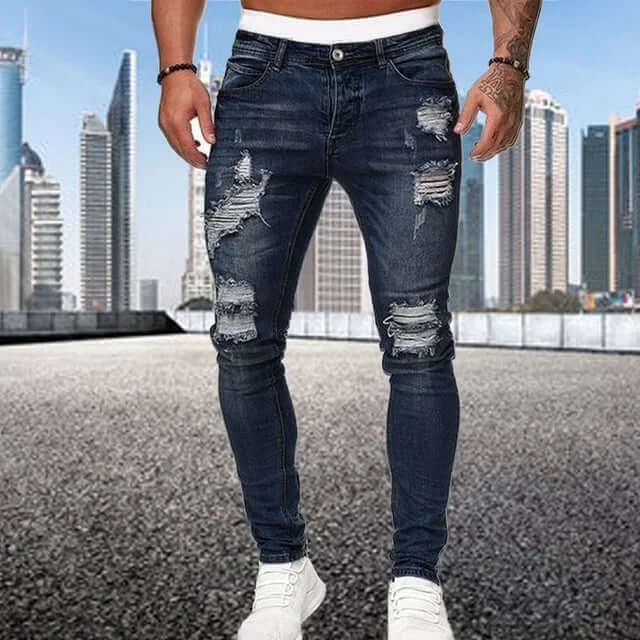 Slim Fit Fuzzy Black Jeans - Luxivelle