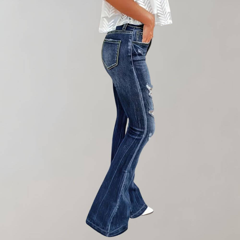 Distressed Wide Leg Women's Jeans