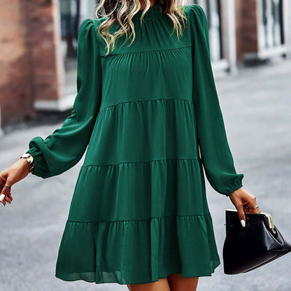 Layered Ruffle Neckline Dress - Chic