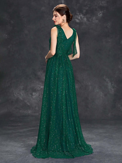 Sparkly High Neck Strapless Formal Maxi Dress