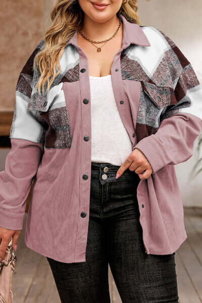 Large Plaid Flannel Shirt Jacket For Women