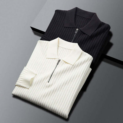 Men's Textured Zip Neck Knitted Sweater - Luxivelle