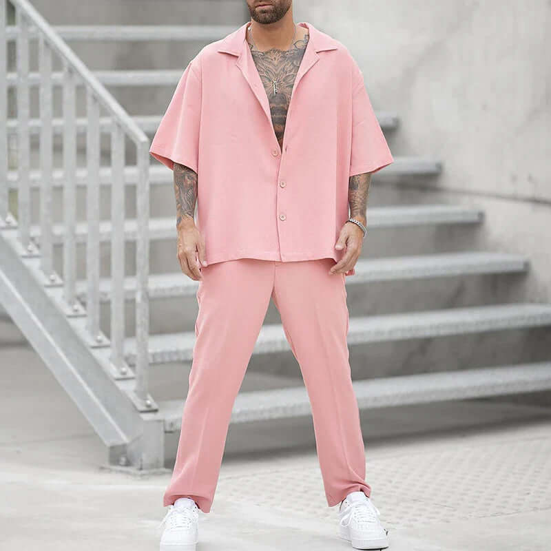 Relaxed Fit Casual Shirt and Pants Set