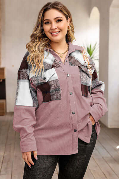 Large Plaid Flannel Shirt Jacket For Women