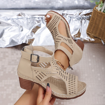 Chic Open Toe Block Heel Sandals