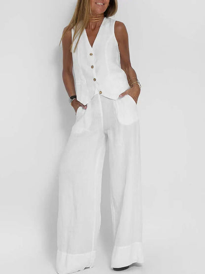 Ladies Natural Fiber Two Piece Suit Set