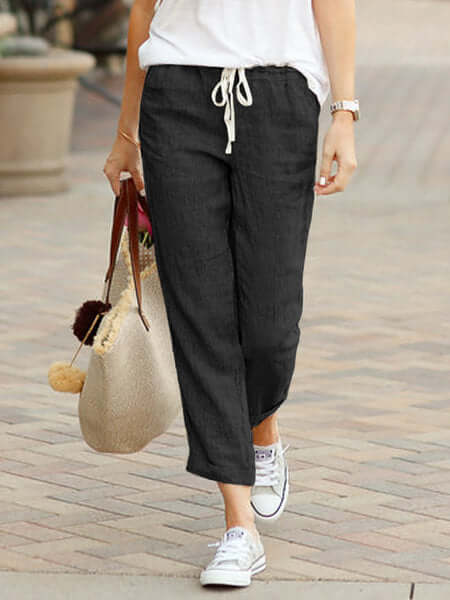 Comfortable Elastic Waist Women's Ankle Trousers