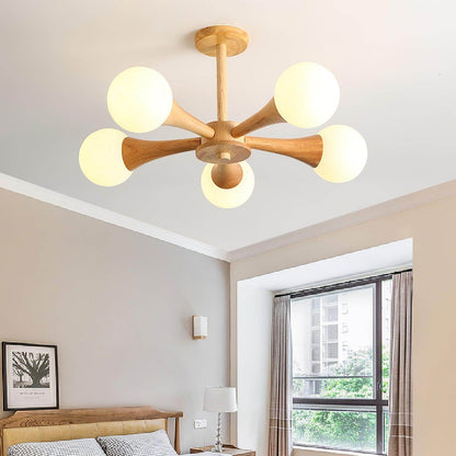 Luxury Wood and Glass Pendant Light