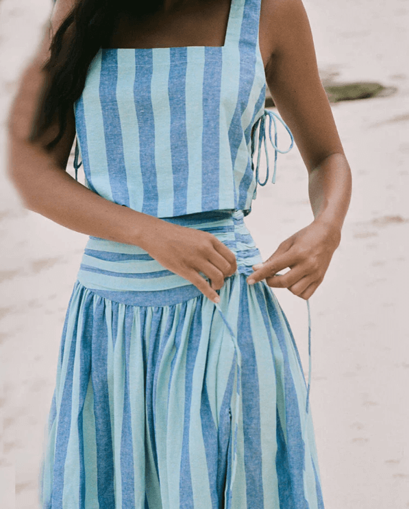 Feminine Crochet Blouse and Flowy Midi Skirt Set