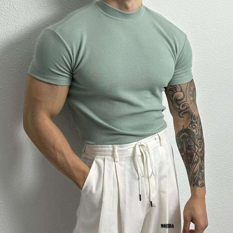 Slim Fit Crew Neck Knit Shirt