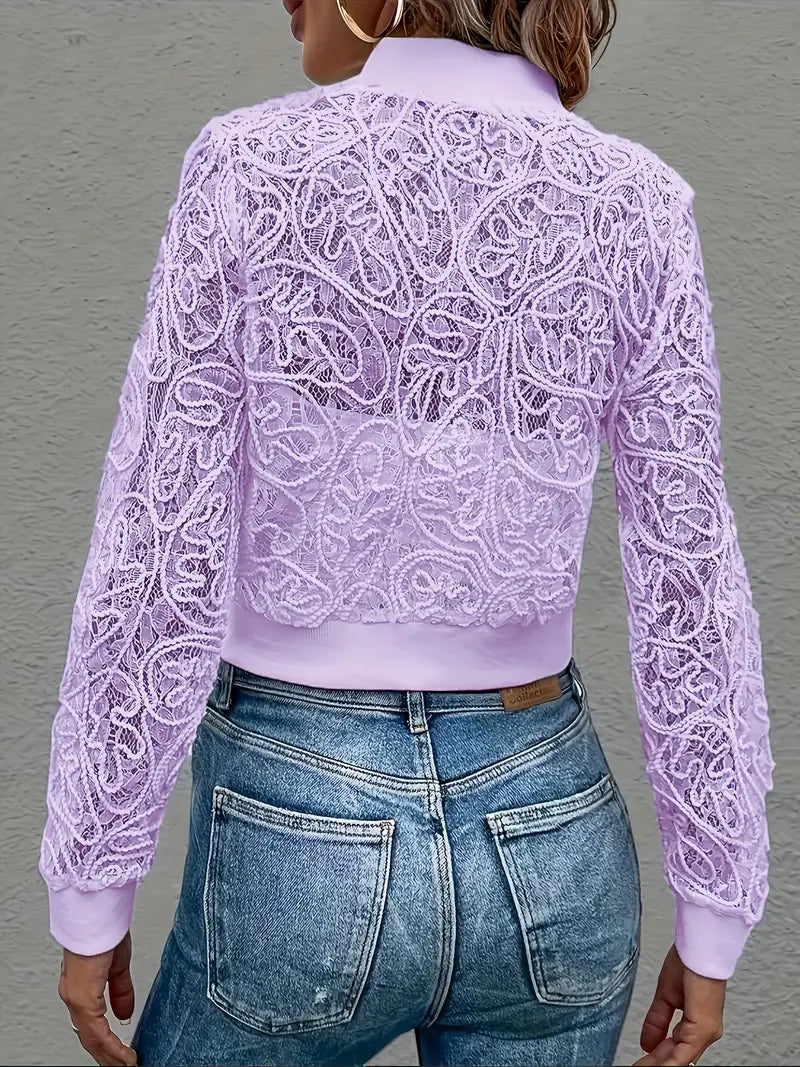 Short Embroidered Women's Bomber Jacket