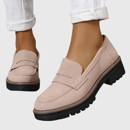 Ladies Thick Leather Slip On Shoes