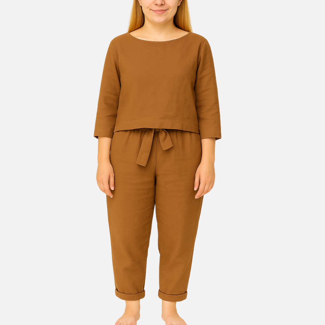 Women's Linen Co-ord Set - Breathable Summer Top & Trousers