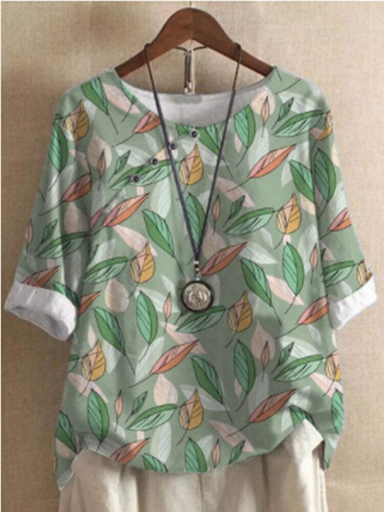 Casual V-Neck Floral Women's Top