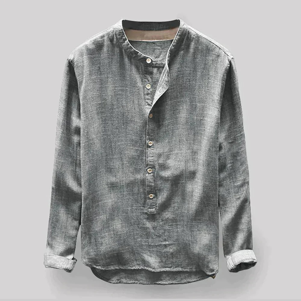 Casual Fit Button Front Henley Shirt