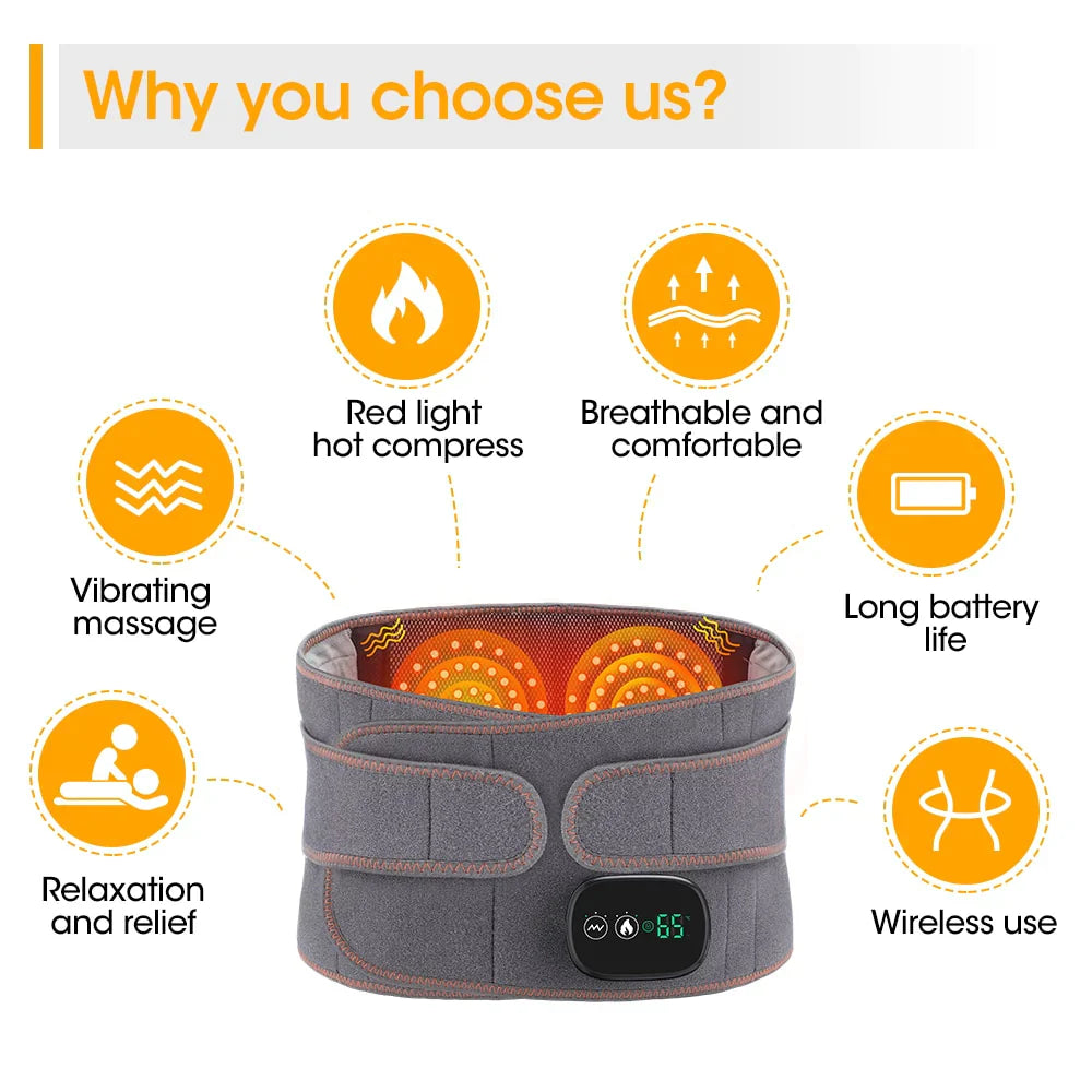 Warm Back Support Massager for Lower Back Relief