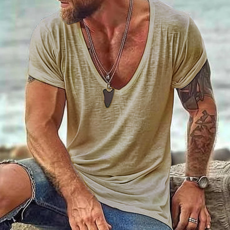 Men's Breathable V-Neck Casual Summer Tee Shirt