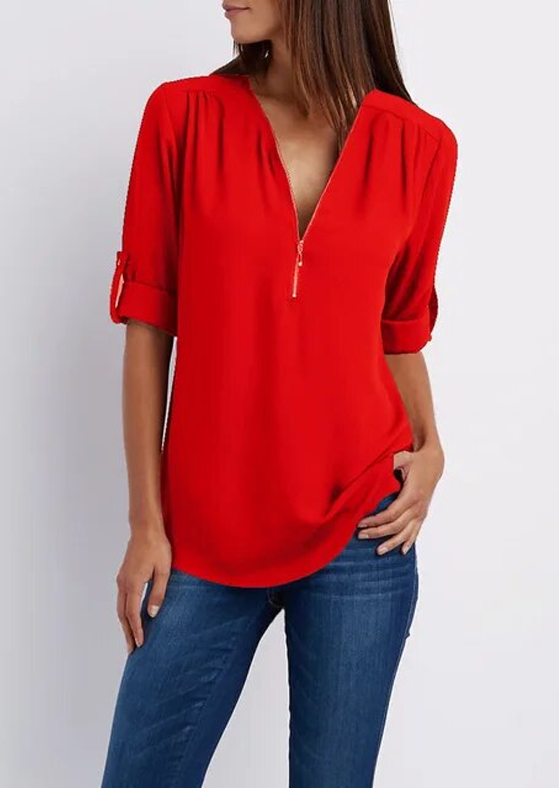 Kassidy Blouse – Elegant Zipper Design, Soft Fabric-5