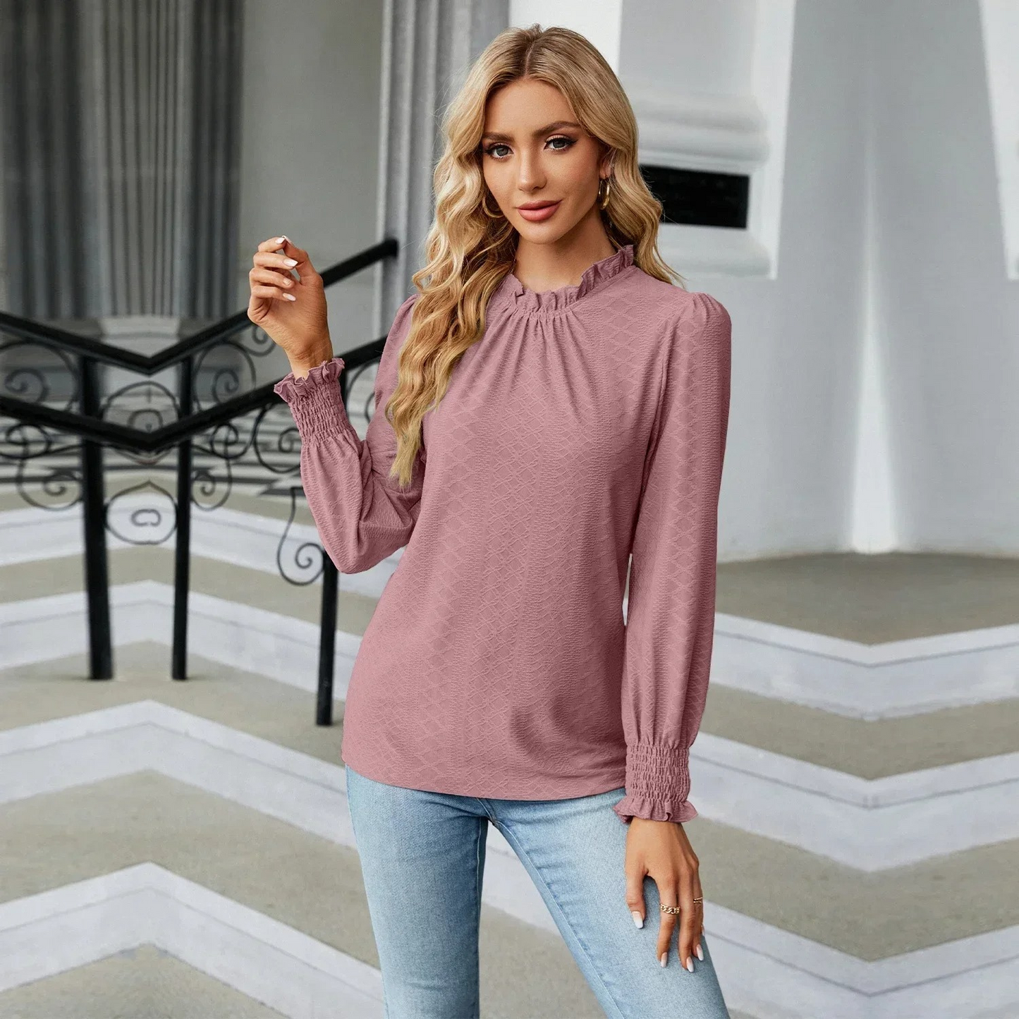 Chic Ruffled Blouse for Ladies