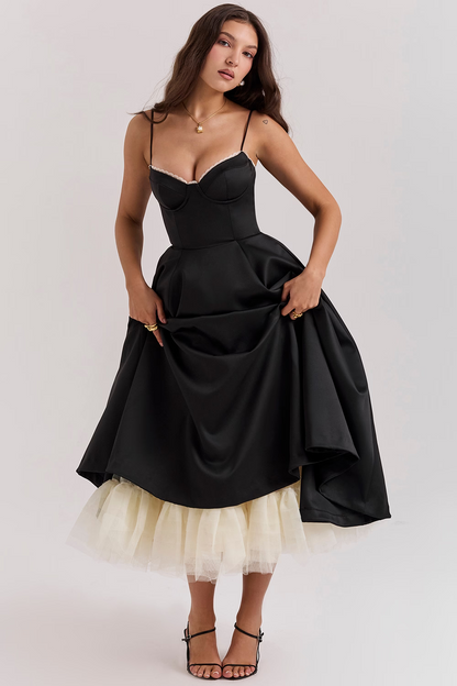 Kayla | Gorgeous Shiny Waisted Midi Dress