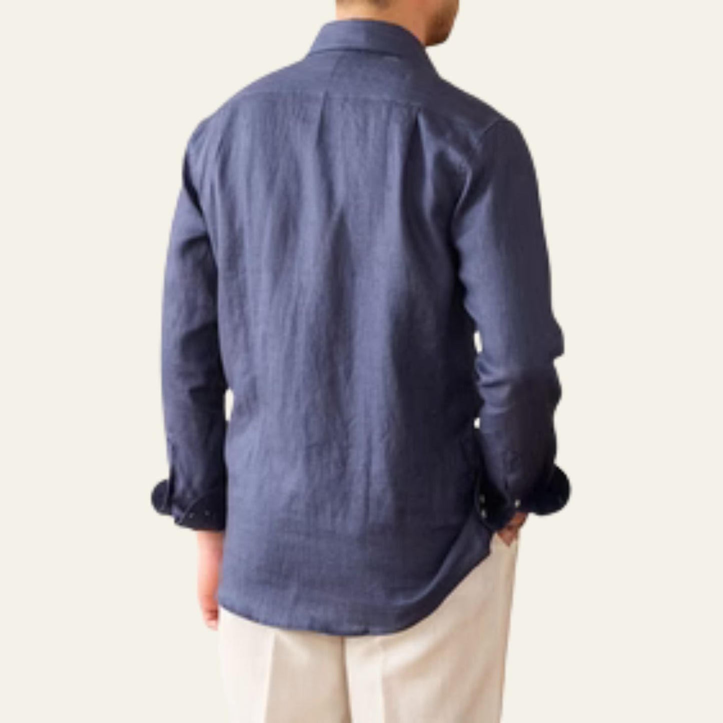 Relaxed Fit Men's Cotton Long Sleeve Dress Shirt