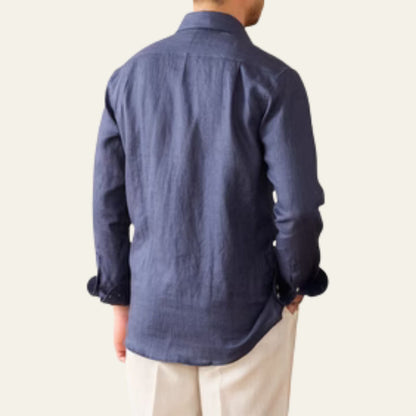 Relaxed Fit Men's Cotton Long Sleeve Dress Shirt